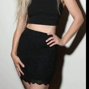 Kimchee Blue black lace pencil skirt scalloped hem